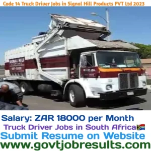 Code 14 Truck Driver Jobs in Signal Hill Products Pvt Ltd 2023