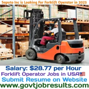 Saputo Inc is looking for Forklift Operator in 2023