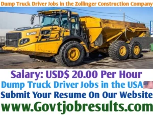 Dump Truck Driver Jobs in the Zollinger Construction Company
