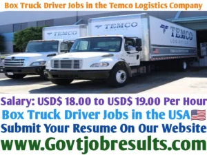 Box Truck Driver Jobs in the Temco Logistics Company