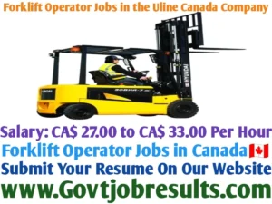 Forklift Operator Jobs in the Uline Canada Company