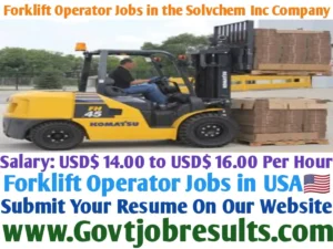 Forklift Operator Jobs in the Solvchem Inc Company