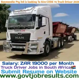 Besamandla Pty Ltd is looking to Hire CODE 14 Truck Driver 2023