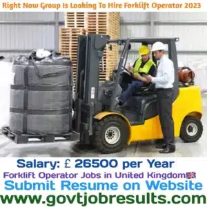 Right Now Group is looking to hire Forklift Operator 2023
