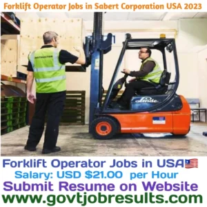 Forklift Operator Jobs in Sabert Corporation USA 2023