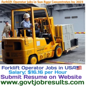 Forklift Operator Jobs in Sun Rype Concentrates 2023