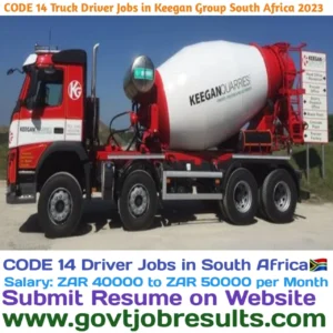 CODE 14 Truck Driver Jobs in Keegan Group South Africa 2023