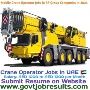 Mobile Crane Operator Jobs in RP Group of Companies 2023