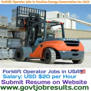 Forklift Operator jobs in Carolina Energy Conversation INC 2023