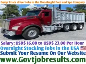 Dump Truck Driver Jobs in the Moonlight Pool and Spa Company