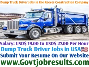 Dump Truck Driver Jobs in the Reeves Construction Company