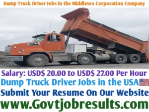 Dump Truck Driver Jobs in the Middlesex Corporation Company