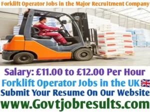 Forklift Operator Jobs in the Major Recruitment Company
