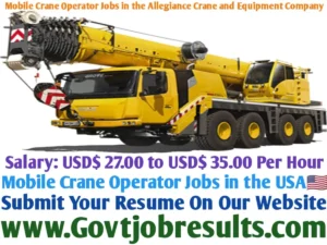 Mobile Crane Operator Jobs in the Allegiance Crane and Equipment Company