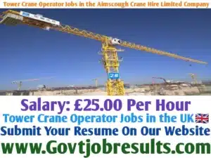 Tower Crane Operator Jobs in the Ainscough Crane Hire Limited Company