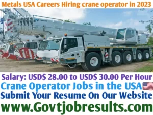 Metals USA Careers Hiring Crane Operator in 2023