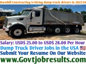 Barnhill Contracting is hiring dump truck drivers in 2023