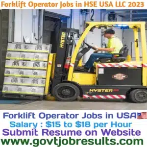 Warehouse Forklift Operator jobs in HSE USA LLC 2023