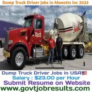 Dump Truck Driver Jobs in Manatts INC 2023
