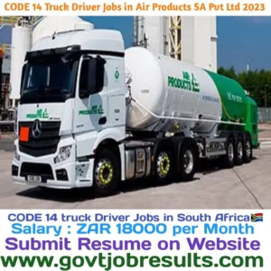 CODE 14 Cylinder Truck Driver Jobs in Air Products 2023