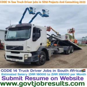 CODE 14 Tow Truck Driver Jobs in SDM Projects And Consulting 2023