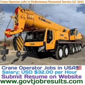 Crane Operator jobs in Performance Personnel Services LLC 2023