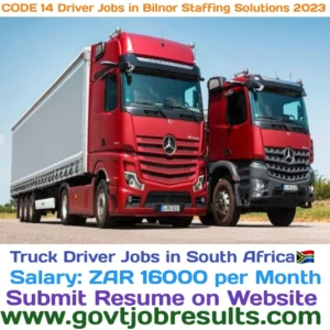 CODE 14 Driver Jobs in Bilnor Staffing Solutions 2023