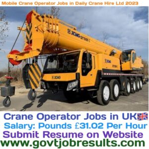 Mobile Crane Operator Jobs In Daily Crane Hire Ltd 2023