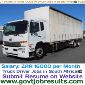 JF Paints Is Hiring CODE 14 Driver Jobs in South Africa 2023