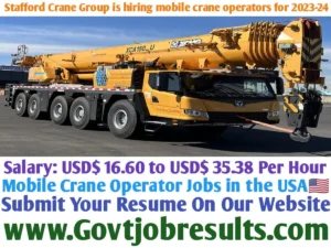 Stafford Crane Group is hiring mobile crane operators for 2023-24