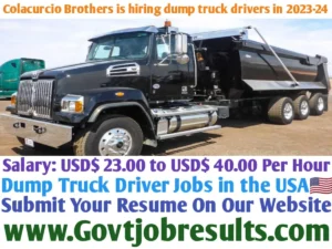 Colacurcio Brothers is hiring dump truck drivers in 2023-24