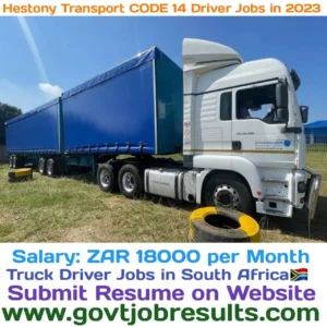 Hestony Transport Code 14 Driver Jobs in 2023