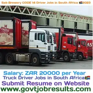 Sab Brewery CODE 14 Driver Jobs in South Africa 2023