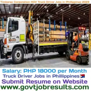 Timberex Corporation HGV Truck Driver Jobs in Phillippines 2023