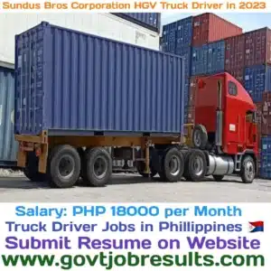 Sundus Bros Corporation HGV Truck Driver in 2023