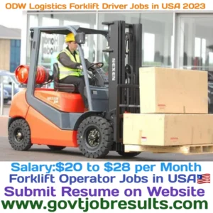 ODW Logistics Forklift Driver Jobs in USA 2023