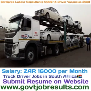 Scribante Labour Consultants CODE 14 Driver Vacancies 2023