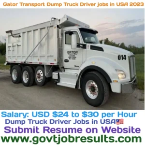 Gator Transport Dump Truck Driver Jobs in USA 2023