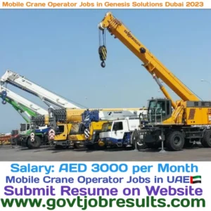 Mobile Crane Operator Jobs in Genesis Solutions Dubai 2023