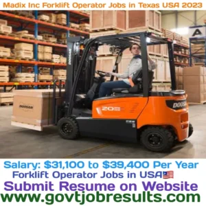 Madix Inc Forklift Operator jobs in Texas USA 2023
