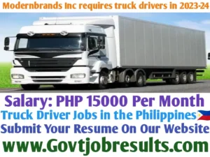 Modernbrands Inc requires truck drivers in 2023-24