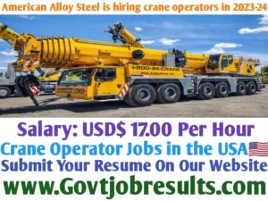 American Alloy Steel is hiring crane operators in 2023-24