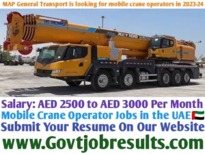 MAP General Transport is looking for mobile crane operators in 2023-24