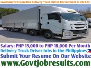 Grainsmart Corporation Delivery Truck Driver Recruitment in 2023-24