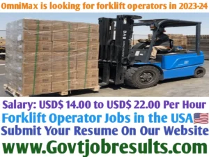 OmniMax is looking for forklift operators in 2023-24