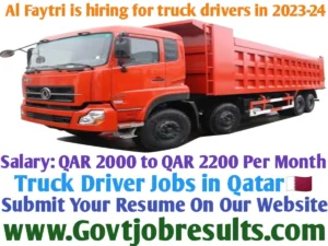 Al Faytri is hiring for truck drivers in 2023-24