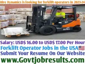 Hire Dynamics is looking for forklift operators in 2023-24