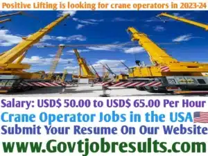 Positive Lifting is looking for crane operators in 2023-24
