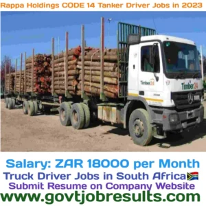 Rappa Holdings CODE 14 Tanker Driver Jobs in 2023