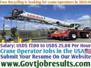 Foss Recycling is looking for crane operators in 2023-24